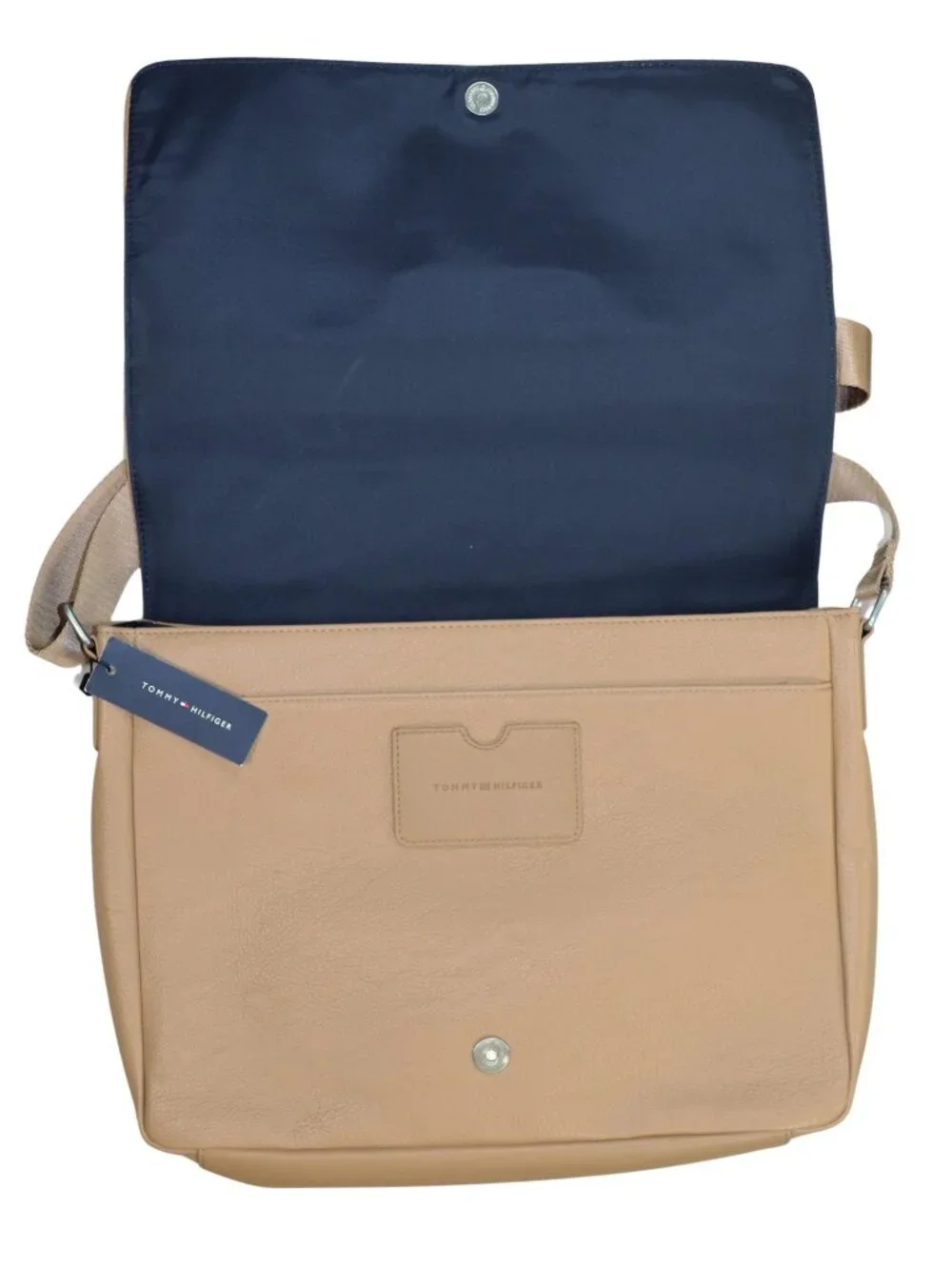 Tommy Hilfiger Pebbled Faux Leather Flap Close Messenger Laptop Computer Bag NWT
